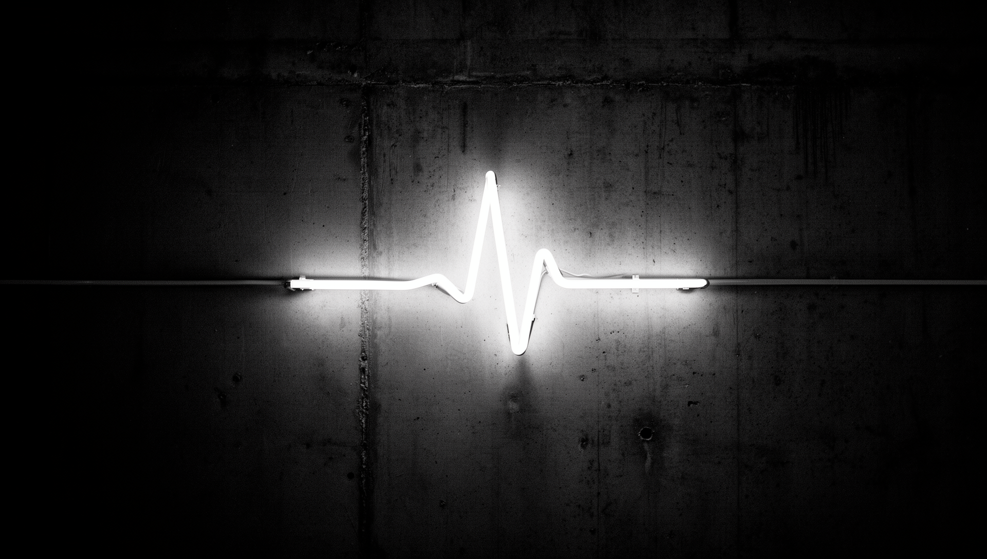 The pulse in neon on concrete
